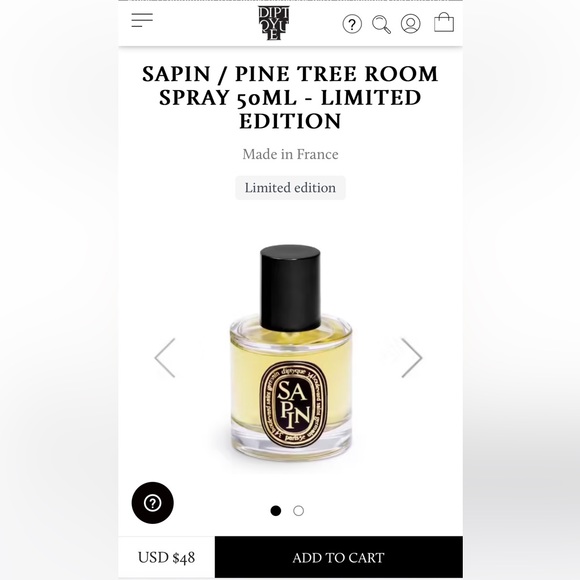 diptyque Holiday Diptyque Sapin Pine Tree Room Spray 5ml Limited